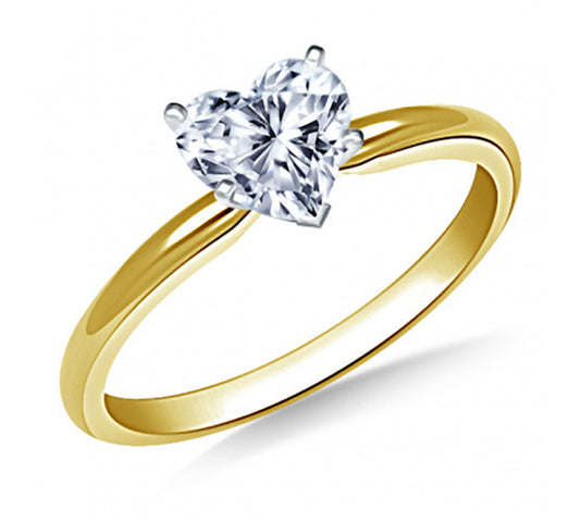 1 Ct Heart Shape Solitaire Engagement Wedding Promise Ring Solid 18K Yellow Gold