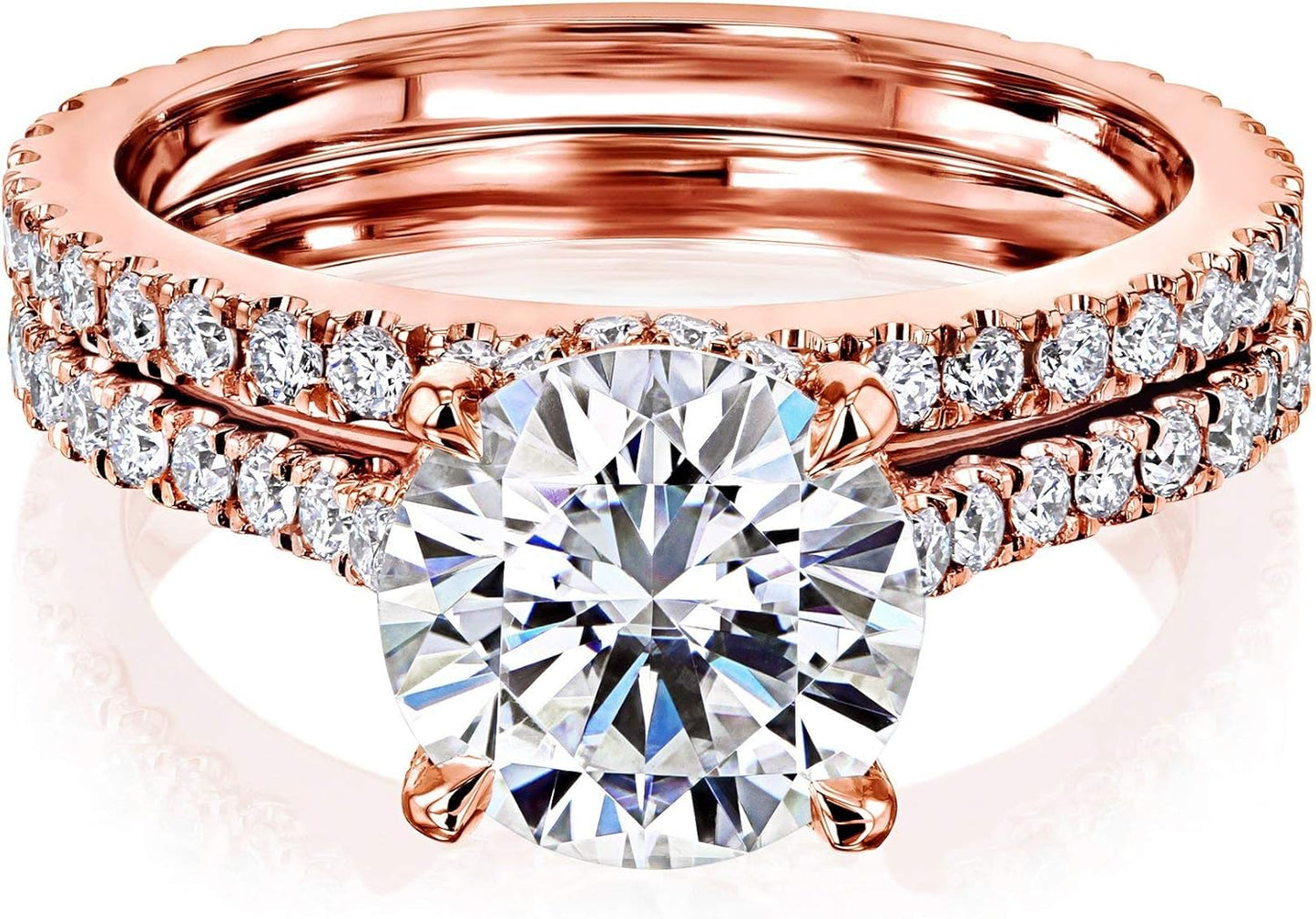 2Ct round Moissanite Fancy Hidden Halo Set