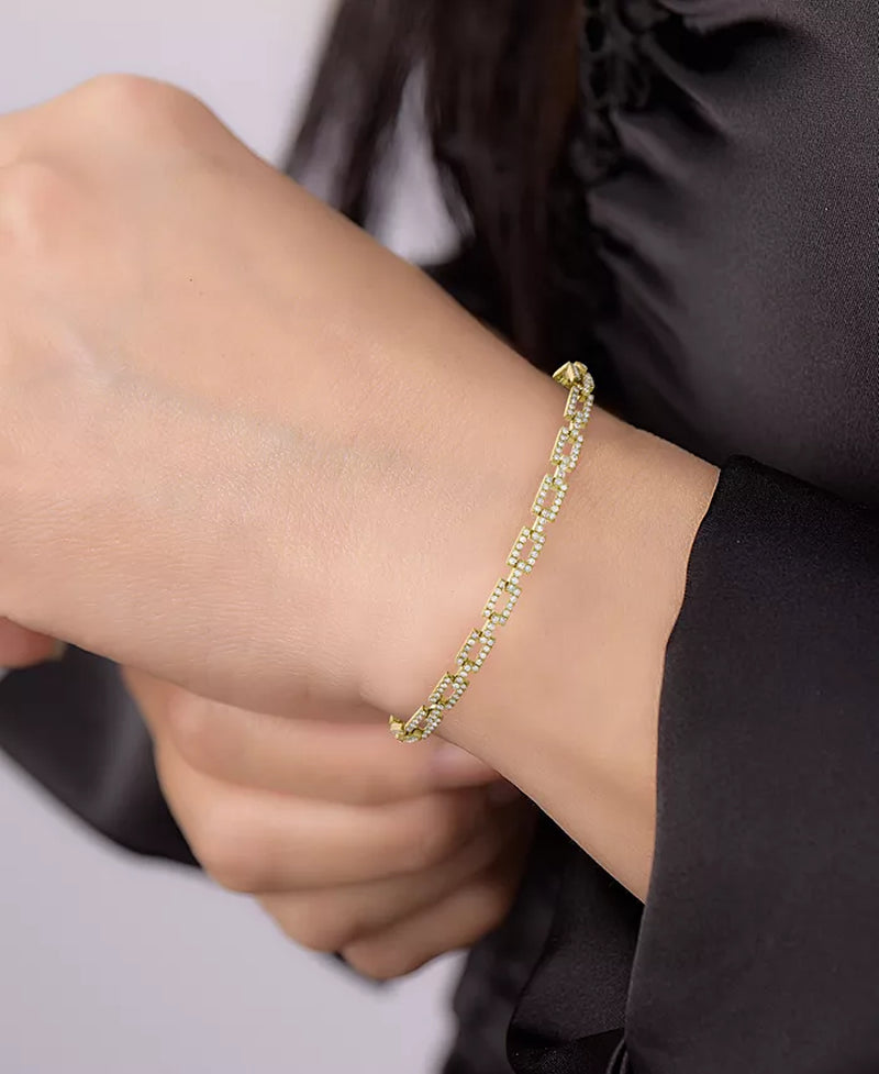 Diamond Square Link Bracelet (2 Ct. T.W.) in 14K Gold or 14K White Gold