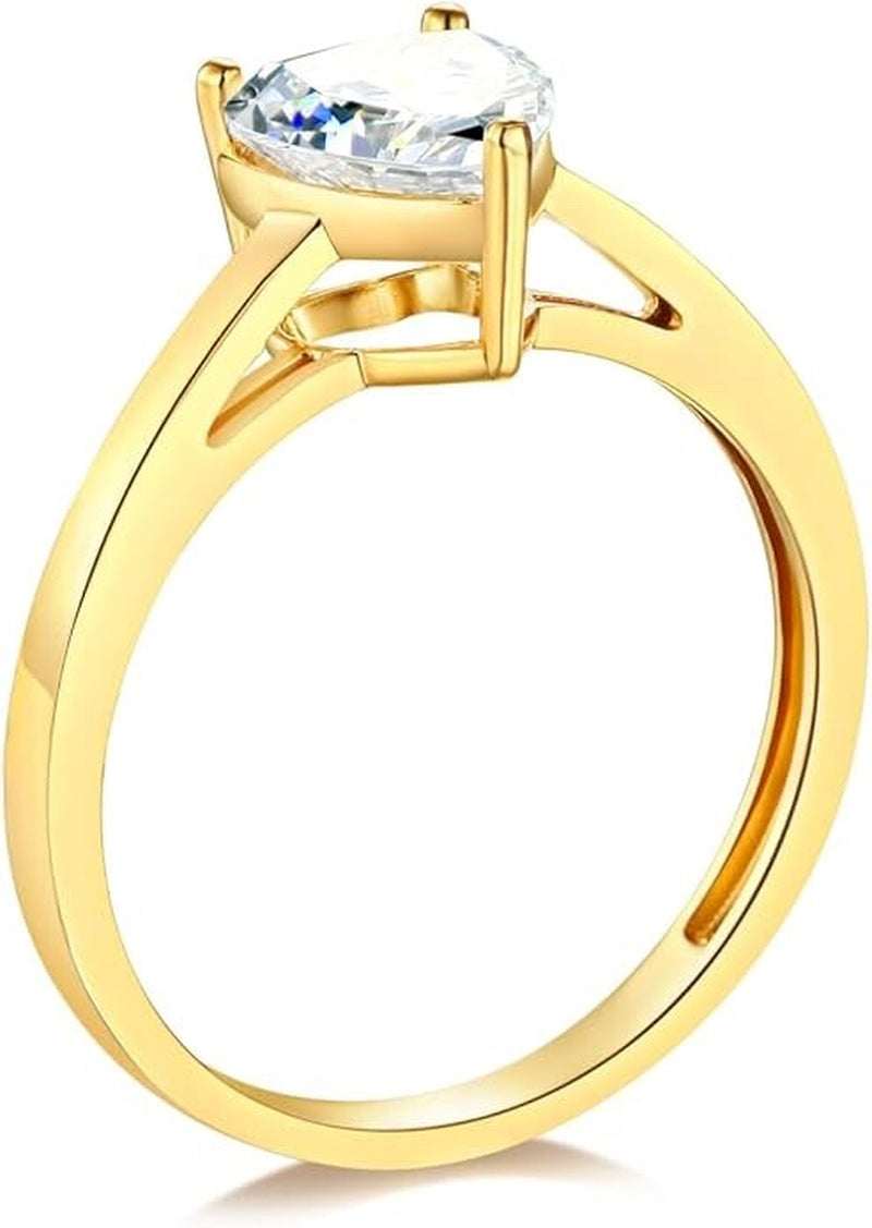 1.25 Ct Heart Cut Solitaire Engagement Wedding Ring Solid 14K Yellow Gold