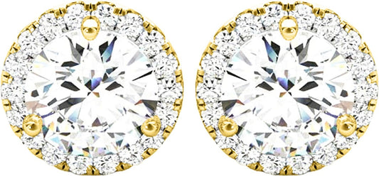 1-5 Carat round Halo Diamond Earrings 14K Gold Value Collection Screw Back