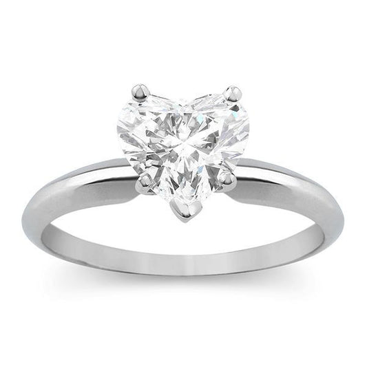 1 Ct Heart Shape Solitaire Engagement Wedding Promise Ring Solid 18K White Gold