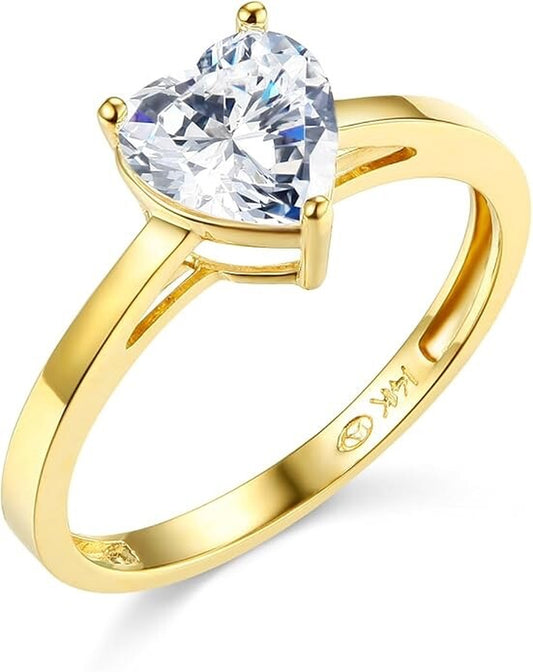 1.25 Ct Heart Cut Solitaire Engagement Wedding Ring Solid 14K Yellow Gold