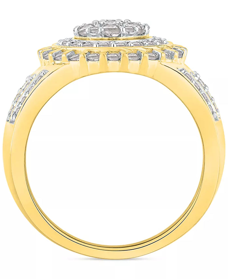 Men'S Diamond Halo Cluster Ring (1-1/2 Ct. T.W.) in 10K Gold