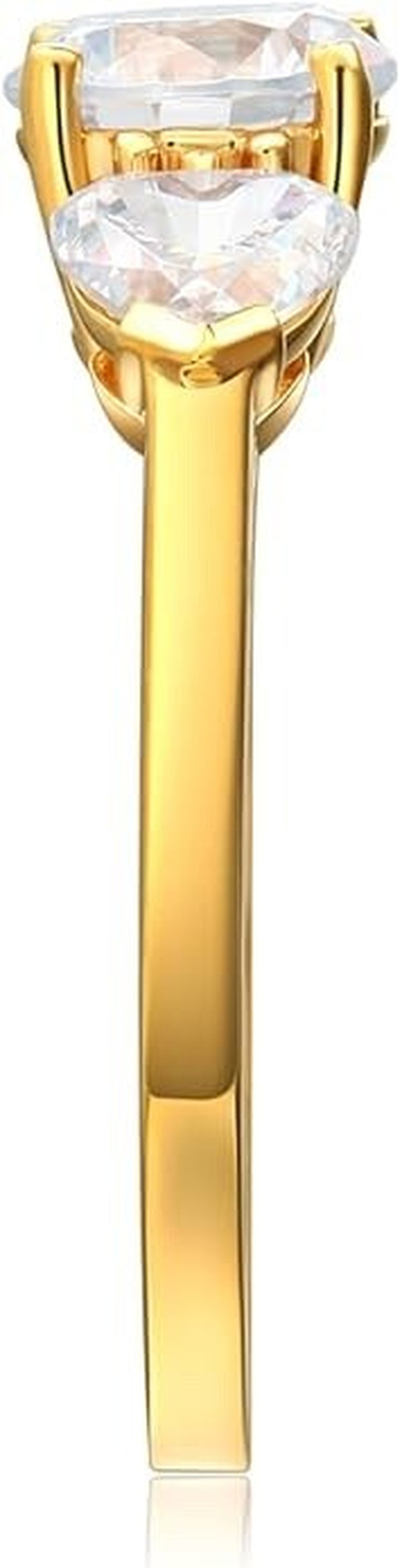 1.95 Ct round Heart 14K Real Yellow Gold Created Diamond 3-Stone Engagement Ring