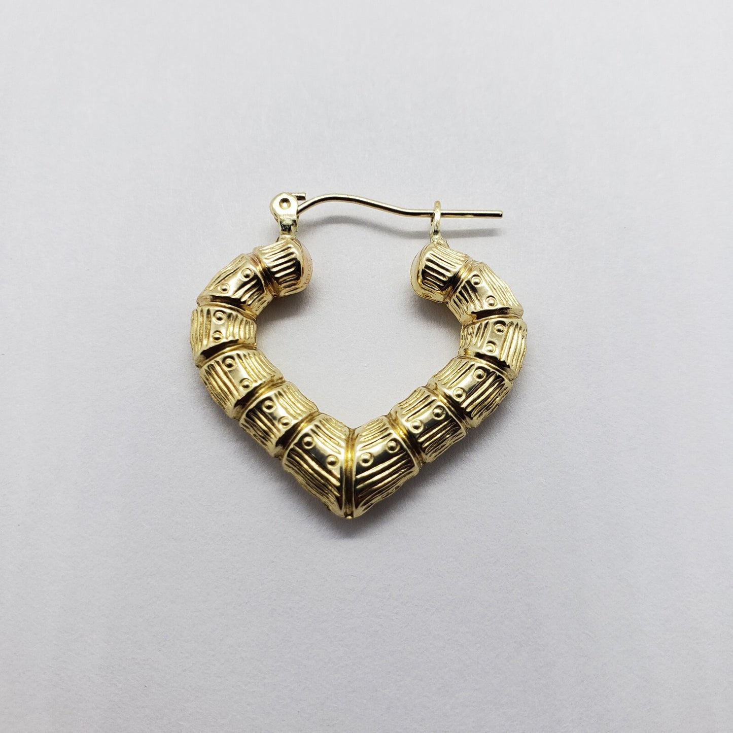 Stunning 10K Yellow Gold Heart Bamboo Hoop Earrings - Available in Two Elegant Sizes