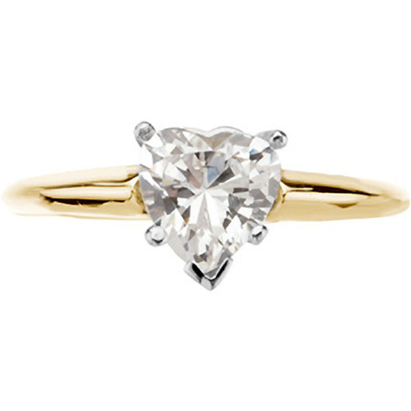 1.25 Ct Heart Cut Solitaire Engagement Wedding Ring Solid 18K Yellow Gold