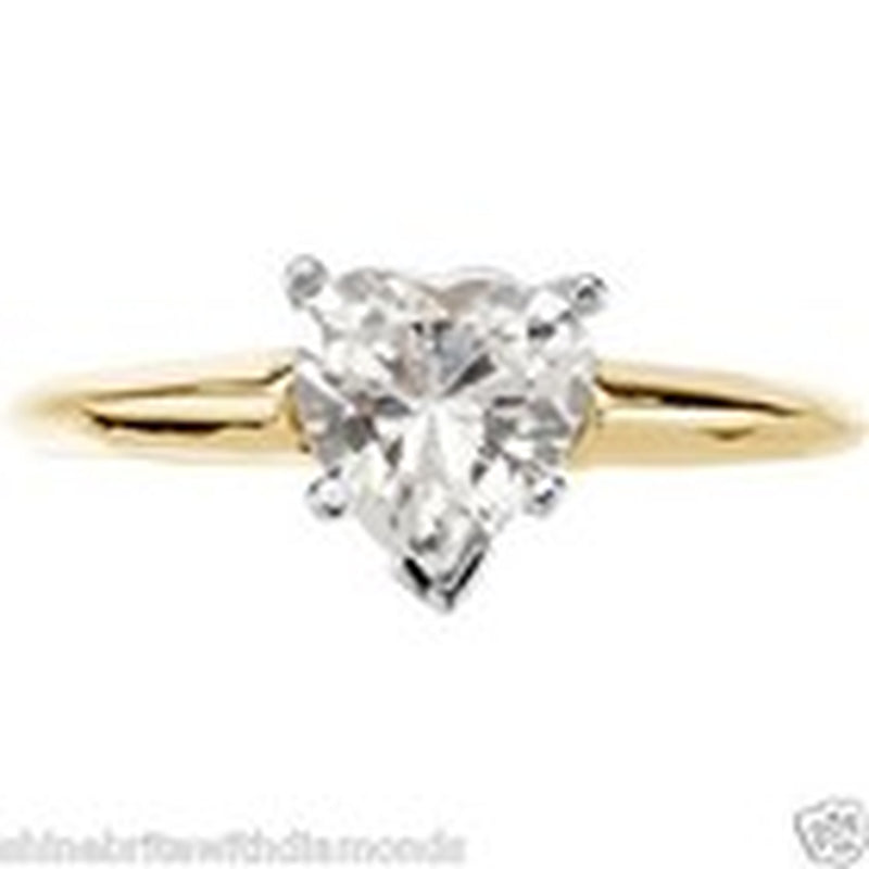 1 Ct Heart Shape Solitaire Engagement Wedding Promise Ring Solid 18K Yellow Gold
