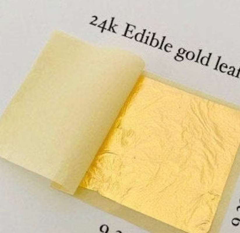 100 Sheets 24K Gold Leaf Sheets, Edible Gold Leaf Sheets
