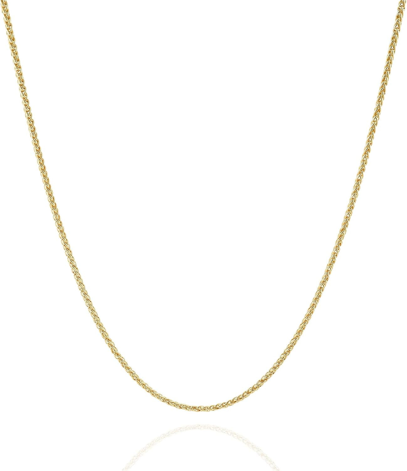Stunning 14K Solid Yellow Gold Filled Wheat/Palm Chain Necklaces for Men & Women - Available in 2.5mm & 3.2mm Sizes
