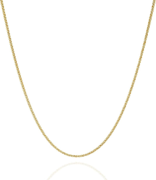 Stunning 14K Solid Yellow Gold Filled Wheat/Palm Chain Necklaces for Men & Women - Available in 2.5mm & 3.2mm Sizes