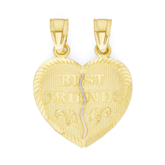 10K Gold Breakable Heart Shaped Pendant for Best Friends - Jewelry for Friends
