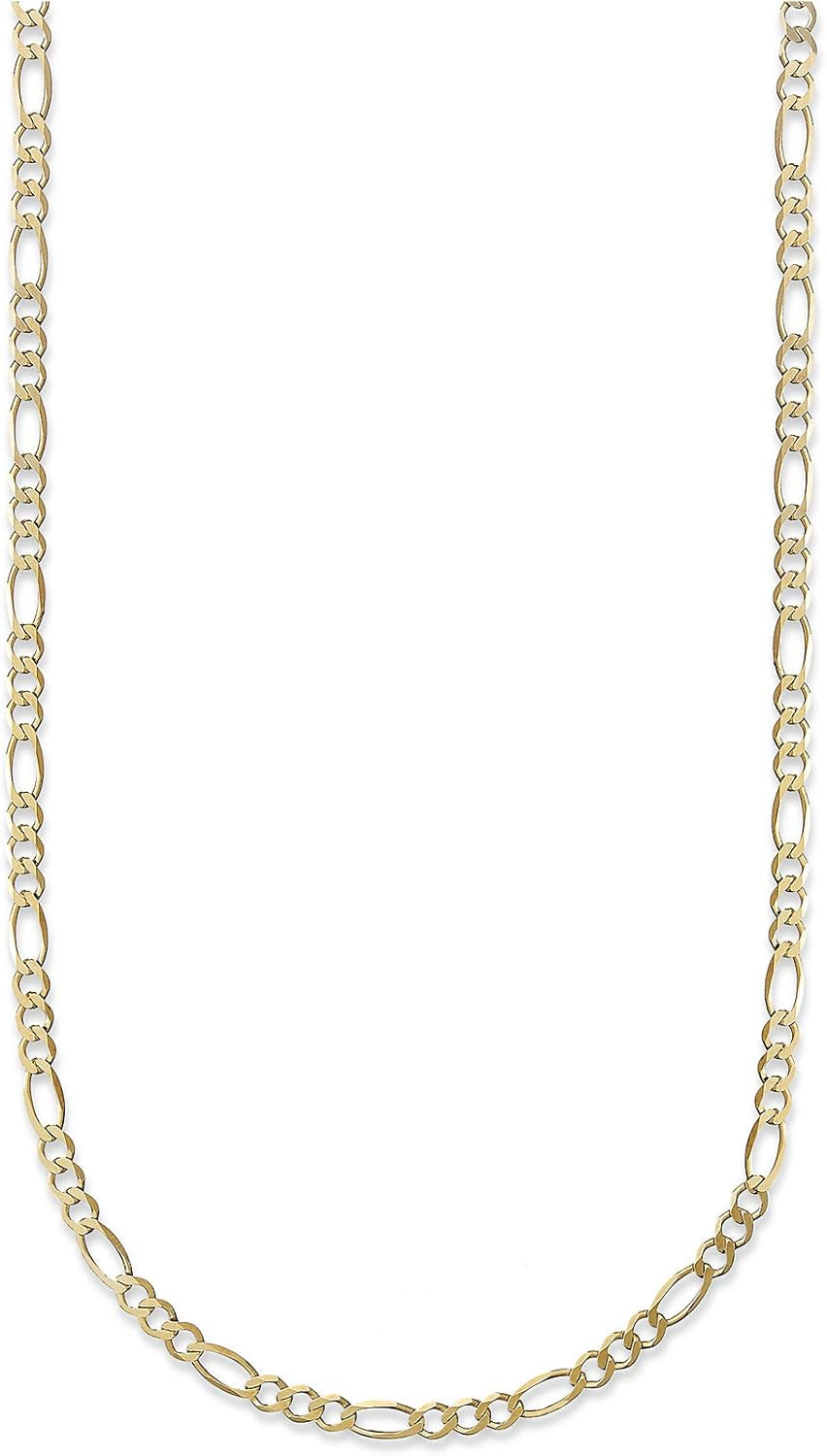 Elegant 14K Yellow Gold Figaro Link Chain Necklace - Italian Craftsmanship - Available in 16" to 30" Sizes