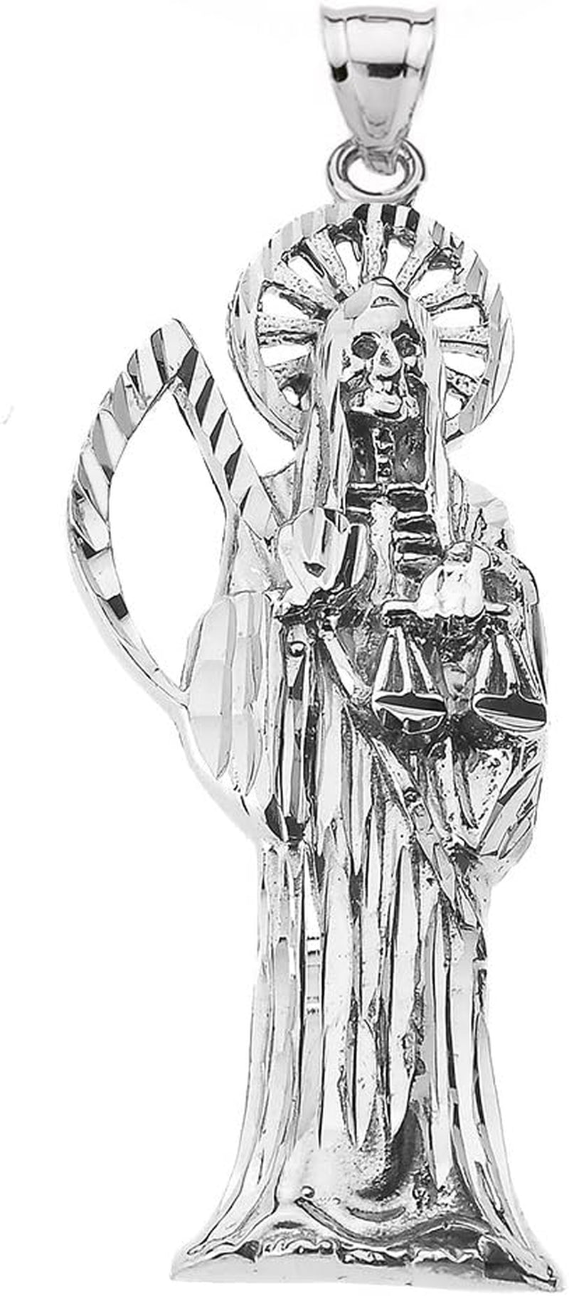 Santa Muerte (Grim Reaper) in Sterling Silver Pendant Necklace
