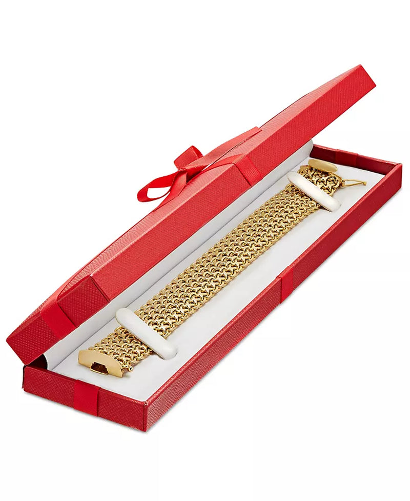 Wide Mesh Link & Chain Bracelet in 14K Gold