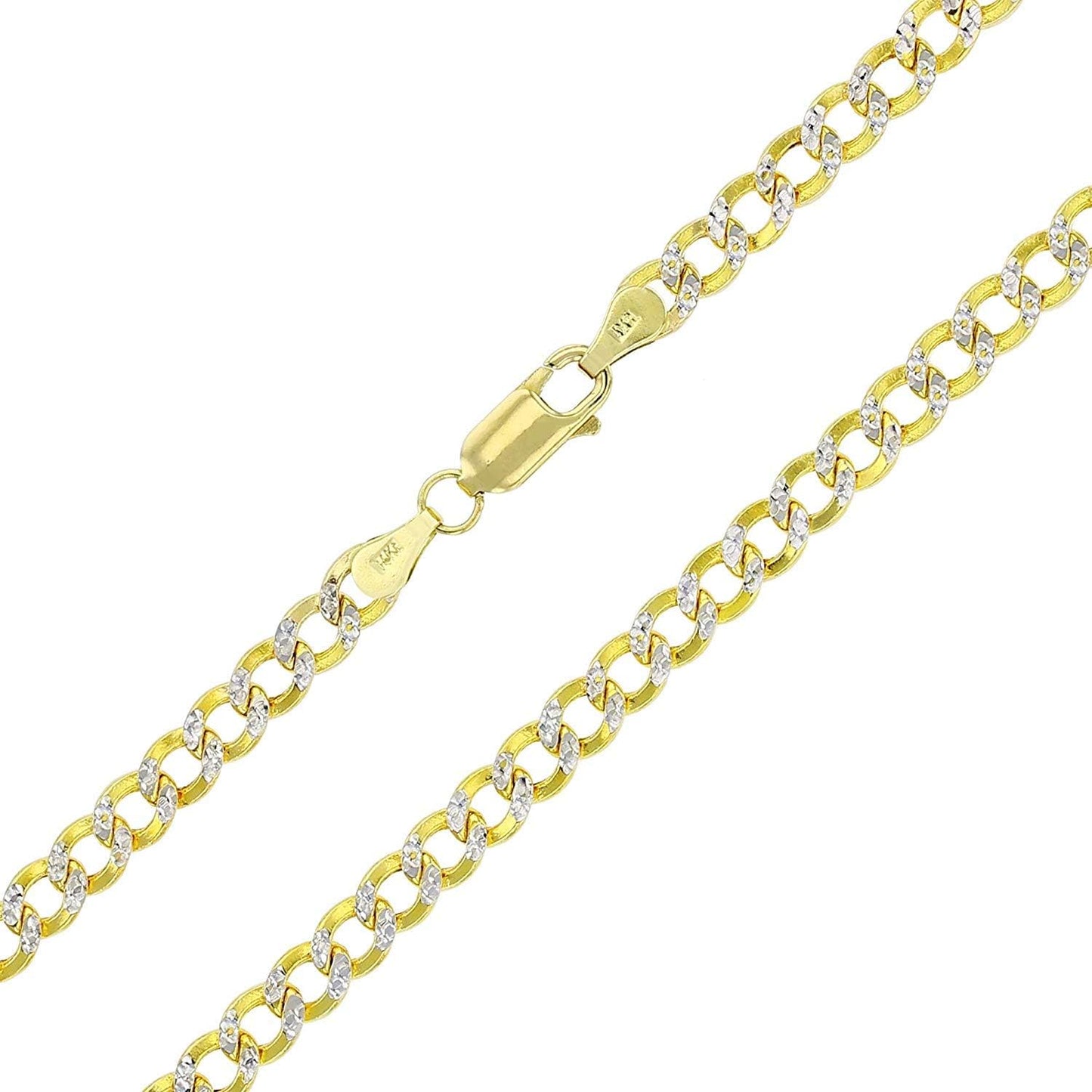 Stunning 14K Yellow Gold Hollow Cuban Chain - Versatile 2Mm-11Mm Pave Design for Men and Women