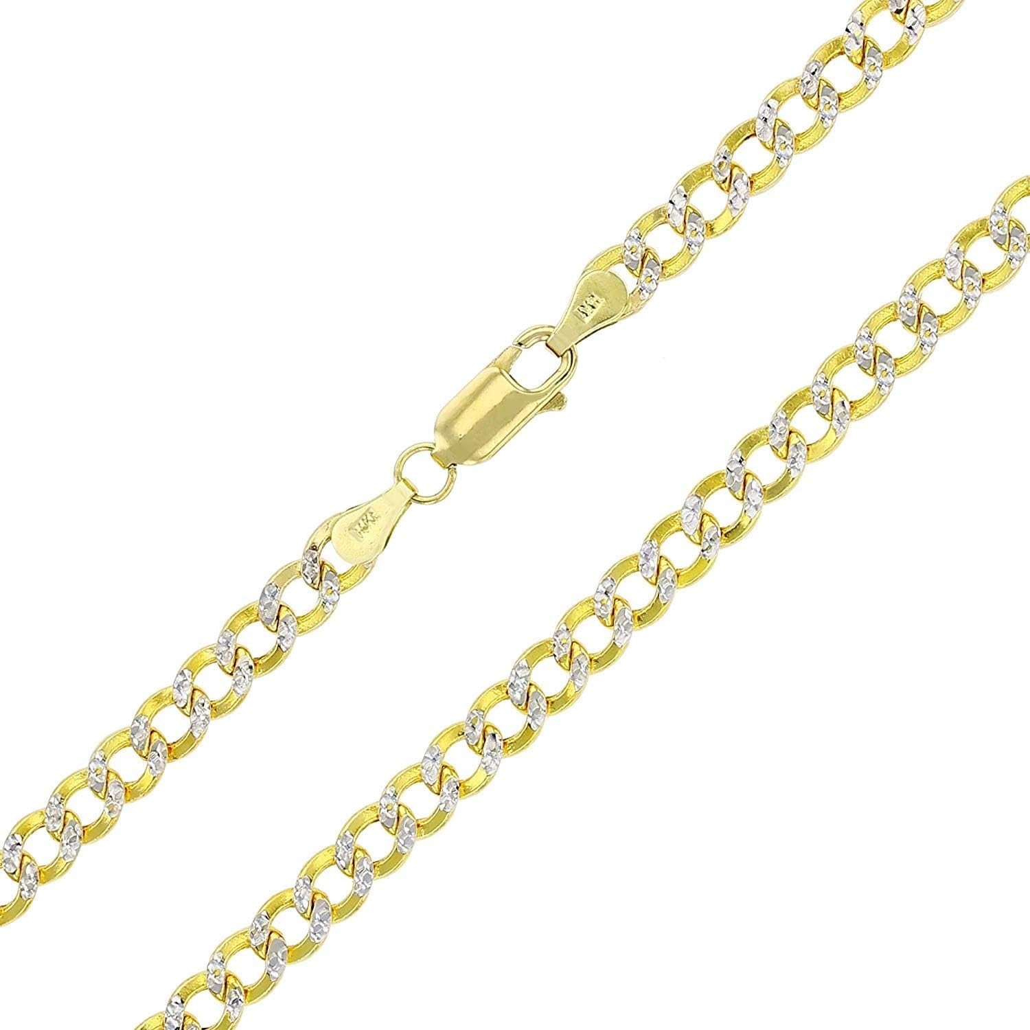 Stunning 14K Yellow Gold Hollow Cuban Chain - Versatile 2Mm-11Mm Pave Design for Men and Women