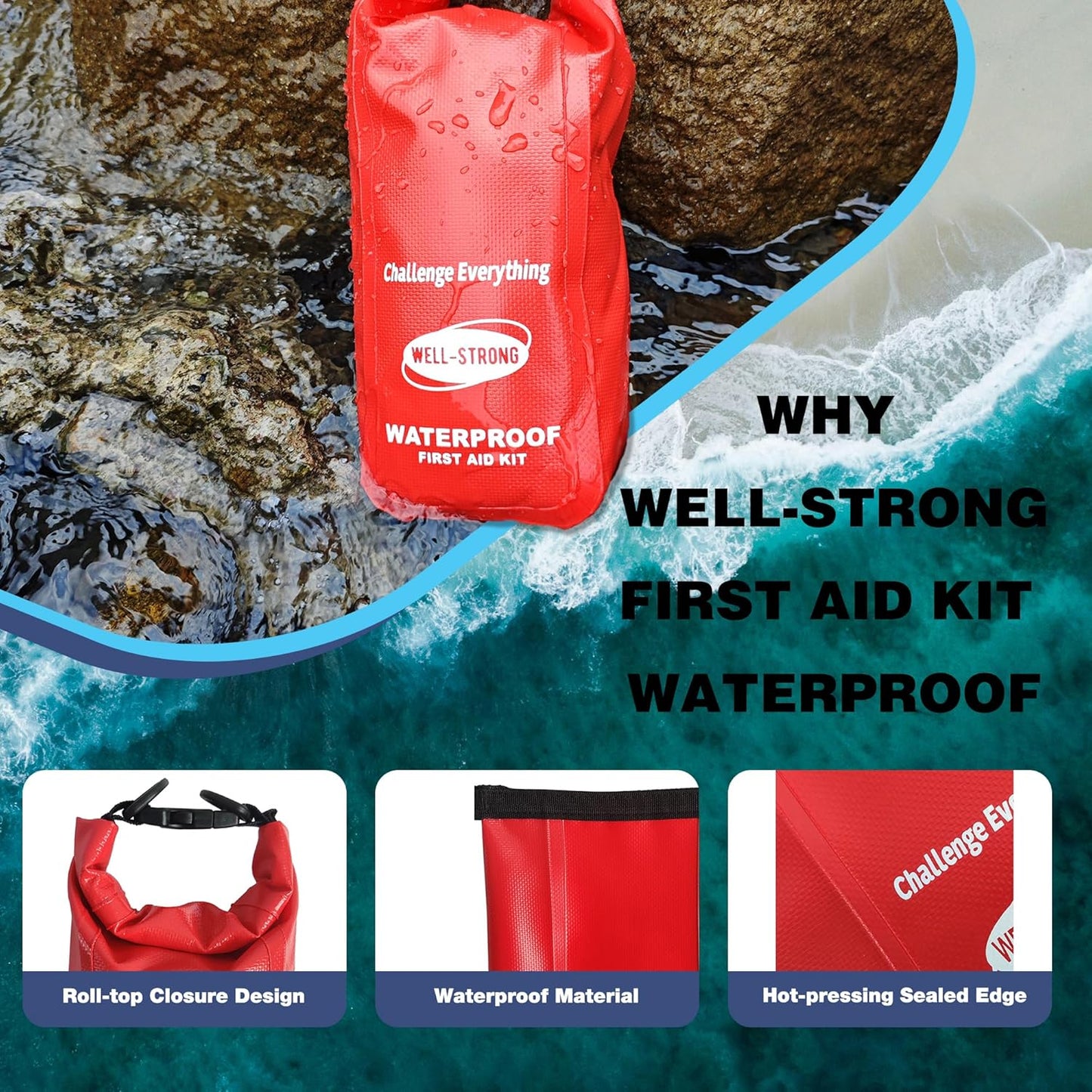 Stay Safe on the Water! 🌊🚤 Grab our Waterproof First Aid Kit for all your Fishing, Kayaking, and Beach Adventures! 🏖️🩹 #OutdoorEssentials #SafetyFirst