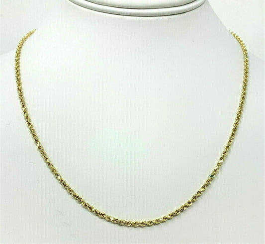 14K Solid Yellow Gold Rope Chain Necklace - 18" of Pure Luxury Guaranteed