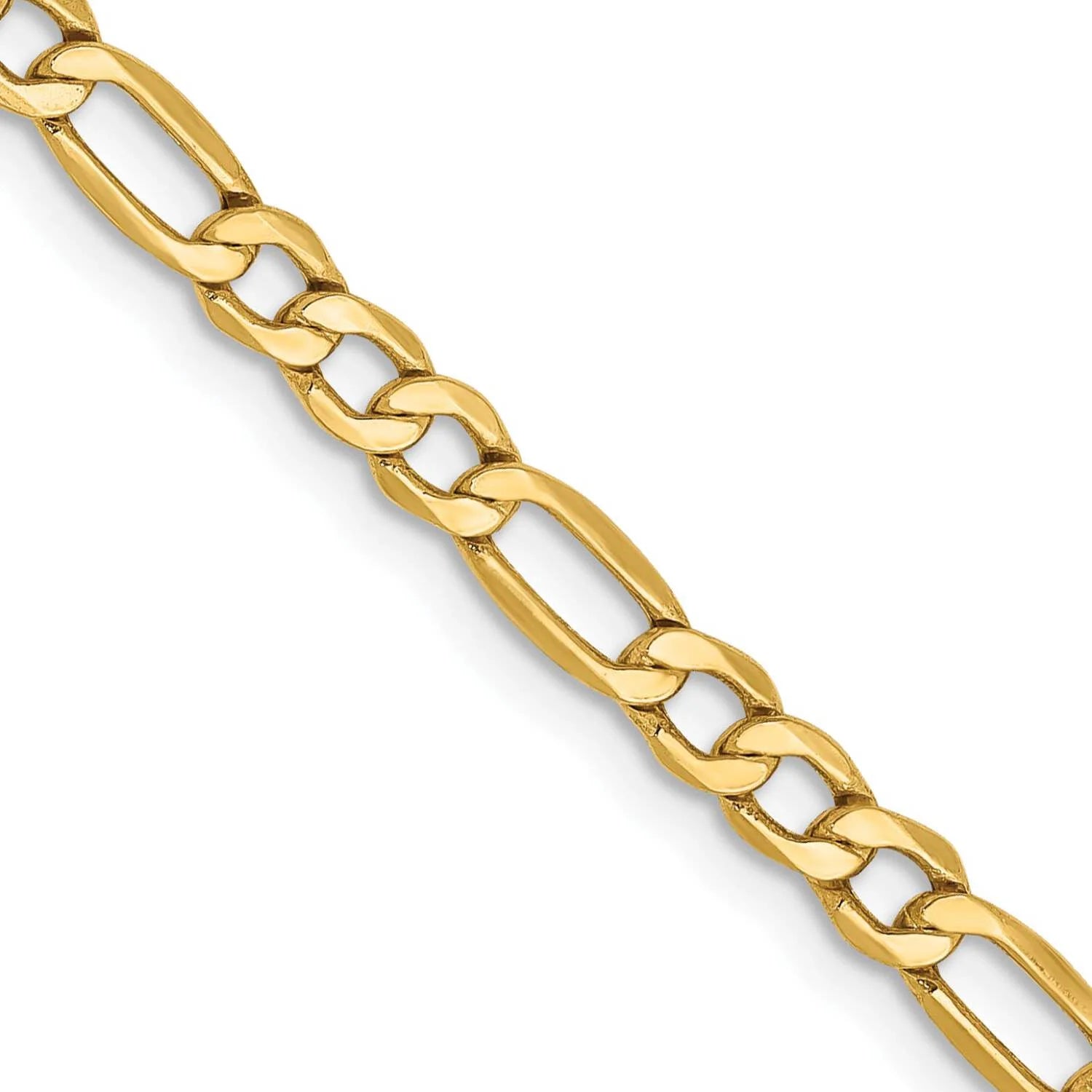 14 Karat Yellow Gold 3.5Mm Semi-Solid Figaro Chain