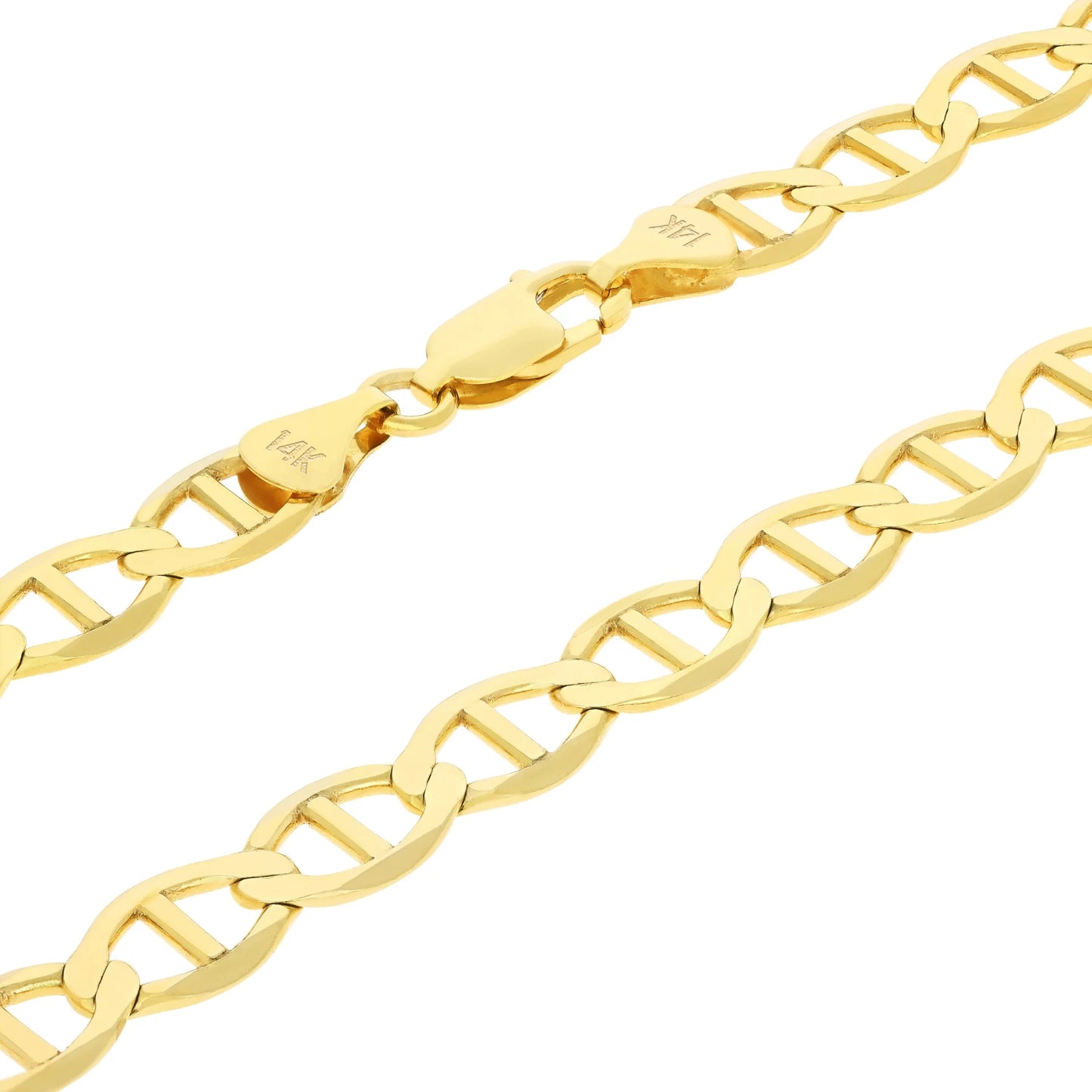 Exquisite 14K Solid Yellow Gold Mariner Chain Anchor Link Bracelet for Men - 6mm Width, 7"-9" Length, Italian Craftsmanship