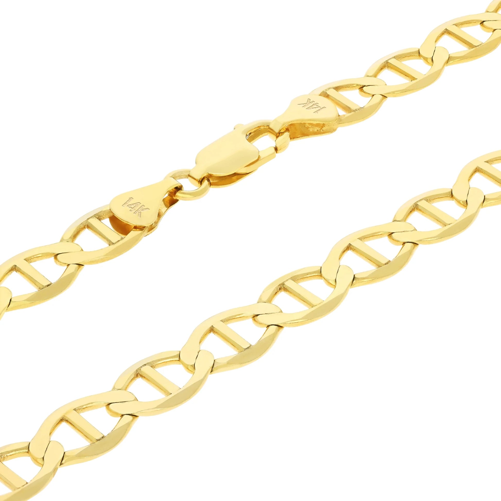 Exquisite 14K Solid Yellow Gold Mariner Chain Anchor Link Bracelet for Men - 6mm Width, 7"-9" Length, Italian Craftsmanship