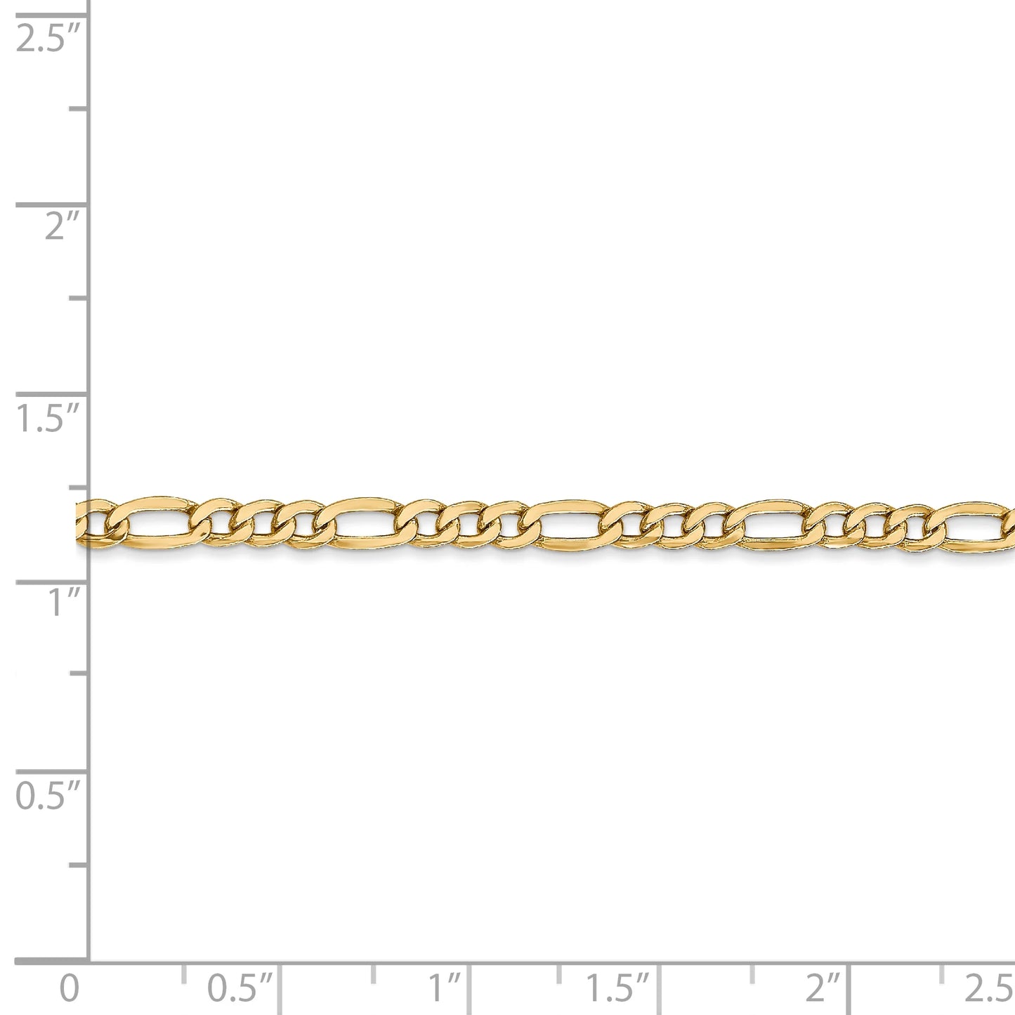 14 Karat Yellow Gold 3.5Mm Semi-Solid Figaro Chain
