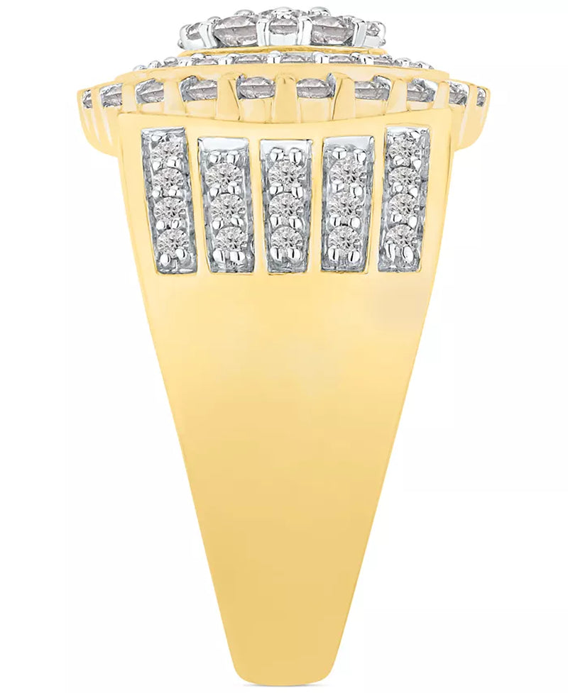 Men'S Diamond Halo Cluster Ring (1-1/2 Ct. T.W.) in 10K Gold