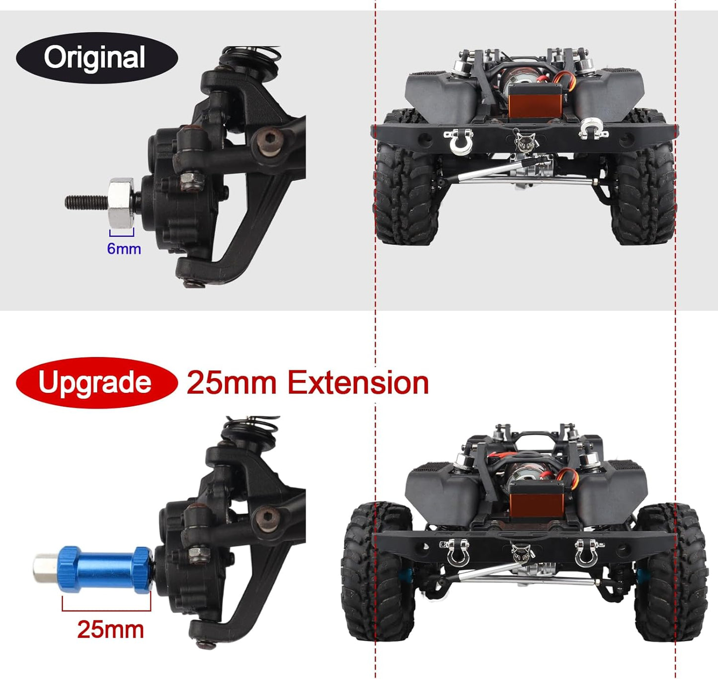 4-Pack  RC Wheel Spacers 12Mm Hex Drive Hubs Combiner Coupler Aluminum 25Mm Offset Extension for 1/10 RC Crawler Car Parts (Blue)