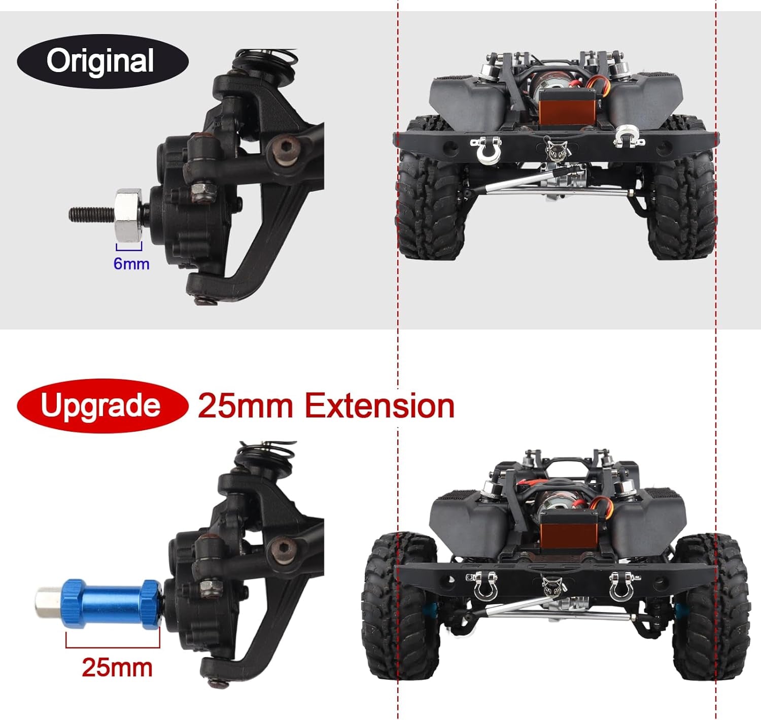 4-Pack  RC Wheel Spacers 12Mm Hex Drive Hubs Combiner Coupler Aluminum 25Mm Offset Extension for 1/10 RC Crawler Car Parts (Blue)