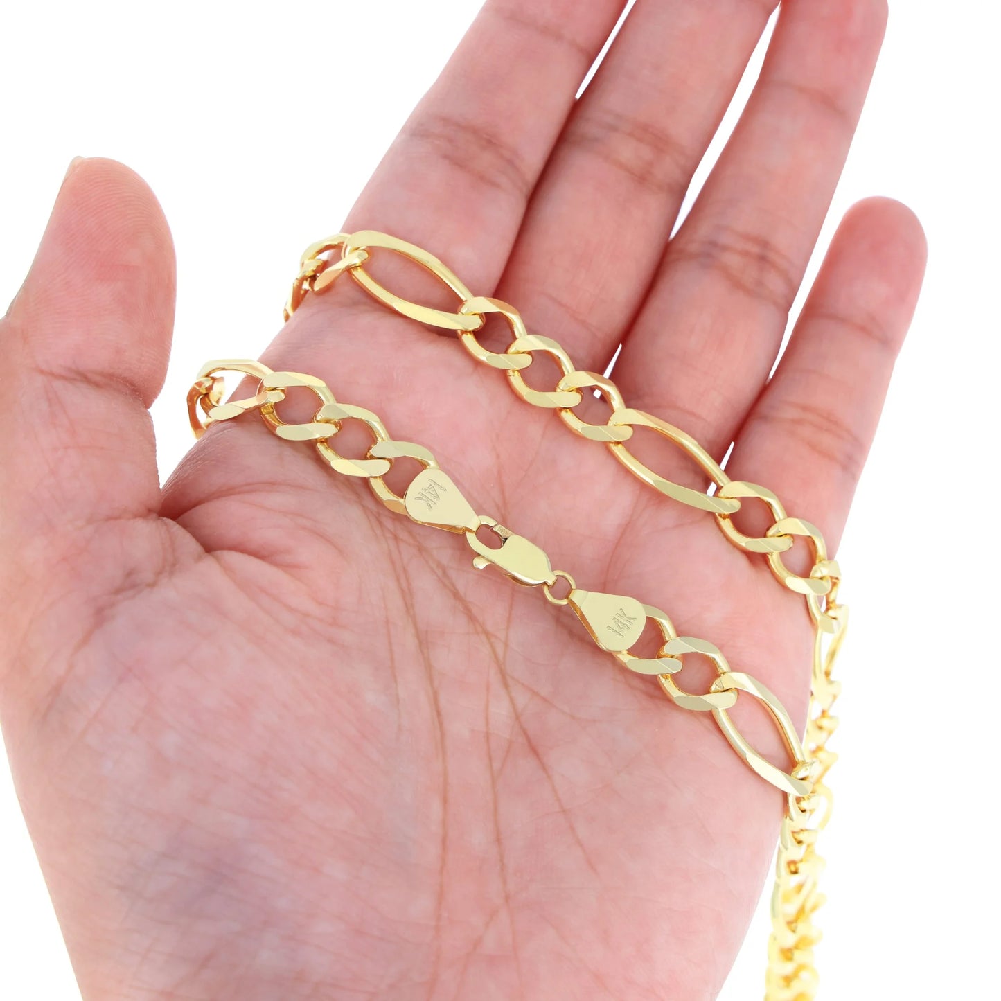 Elevate Your Style with Our 14K Solid Yellow Gold Figaro Link Bracelet for Men - 8mm Thick, Italian Craftsmanship