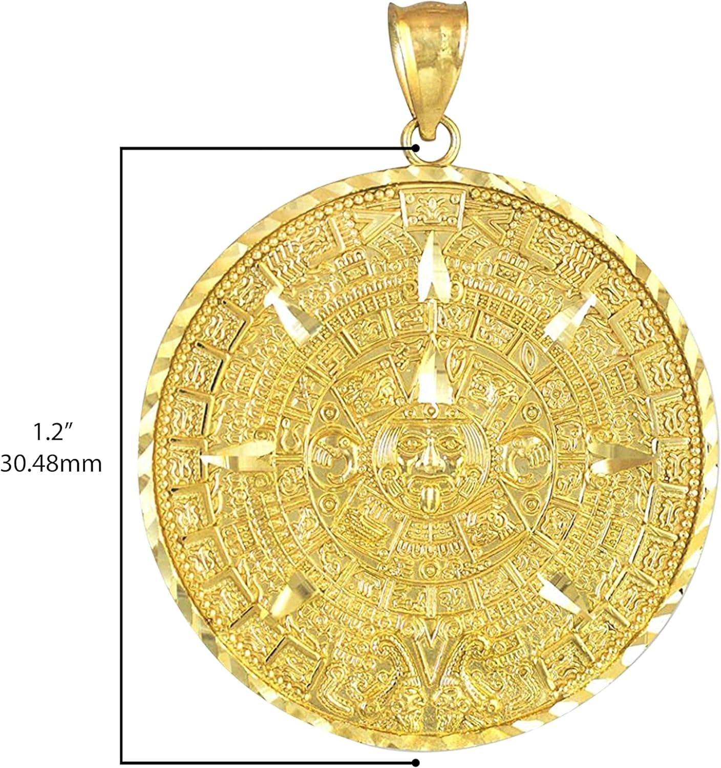 Exquisite 10K Yellow Gold Aztec Mayan Calendar Charm Pendant - Available in Three Distinct Sizes