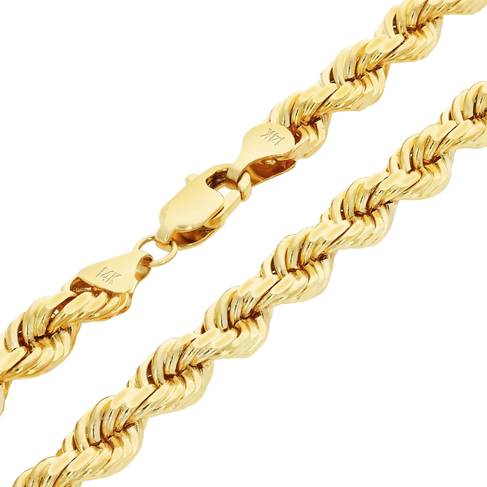 Exquisite 14K Yellow Gold 7mm Diamond Cut Rope Chain Bracelet for Men - Italian Craftsmanship (7.5"-9")