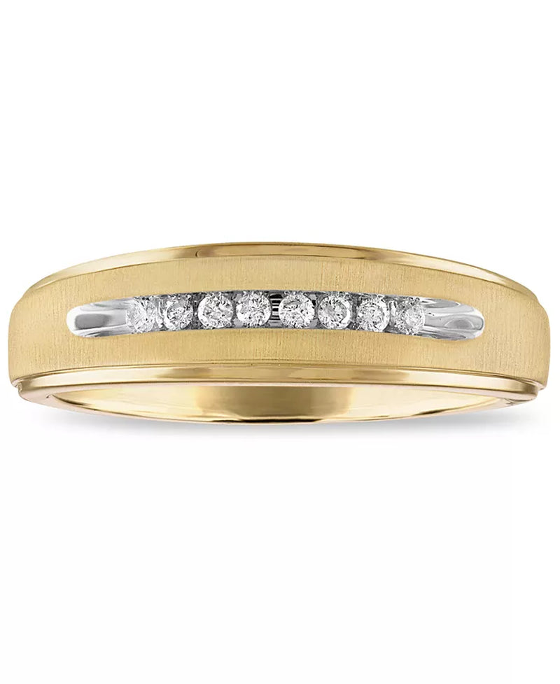 Men'S Diamond Band (1/10 Ct. T.W.) in 10K Yellow Gold or 10K White Gold