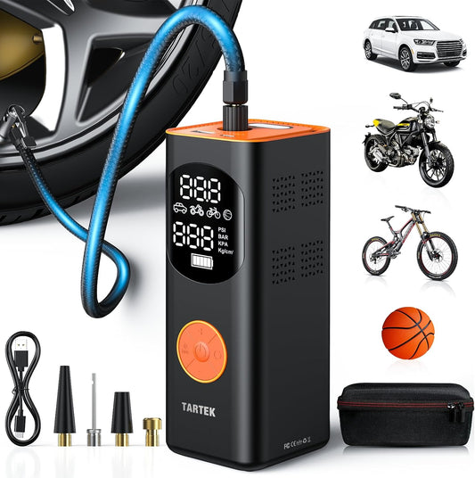 Get back on the road in no time with our Portable Tire Inflator! 💨 3X faster inflation, 160PSI power, and a sleek design for your car, motorcycle, and bike. 🏍️🚴‍♂️ Plus, it comes with a digital screen and carrying case! #TireInflator #RoadTripEssentials