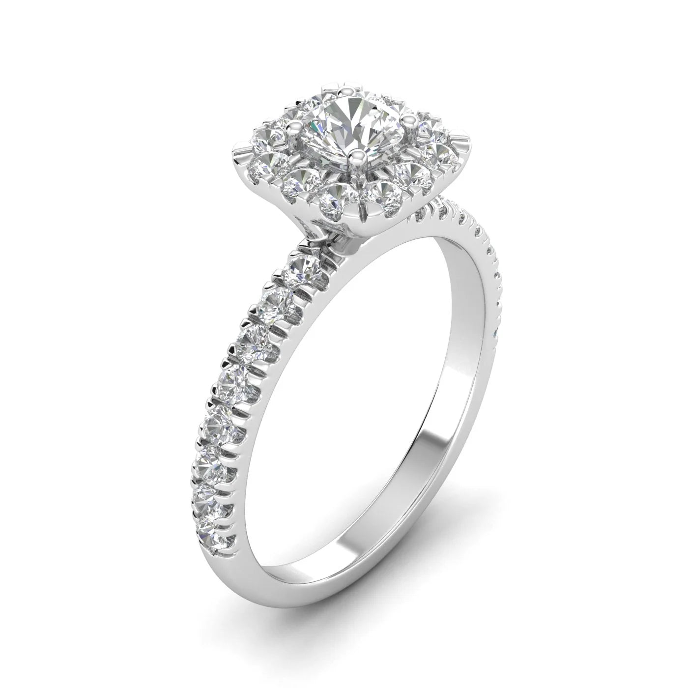 IGI Certified G/I2 1 Carat TW Diamond Halo Set Engagement Ring in 10K White Gold