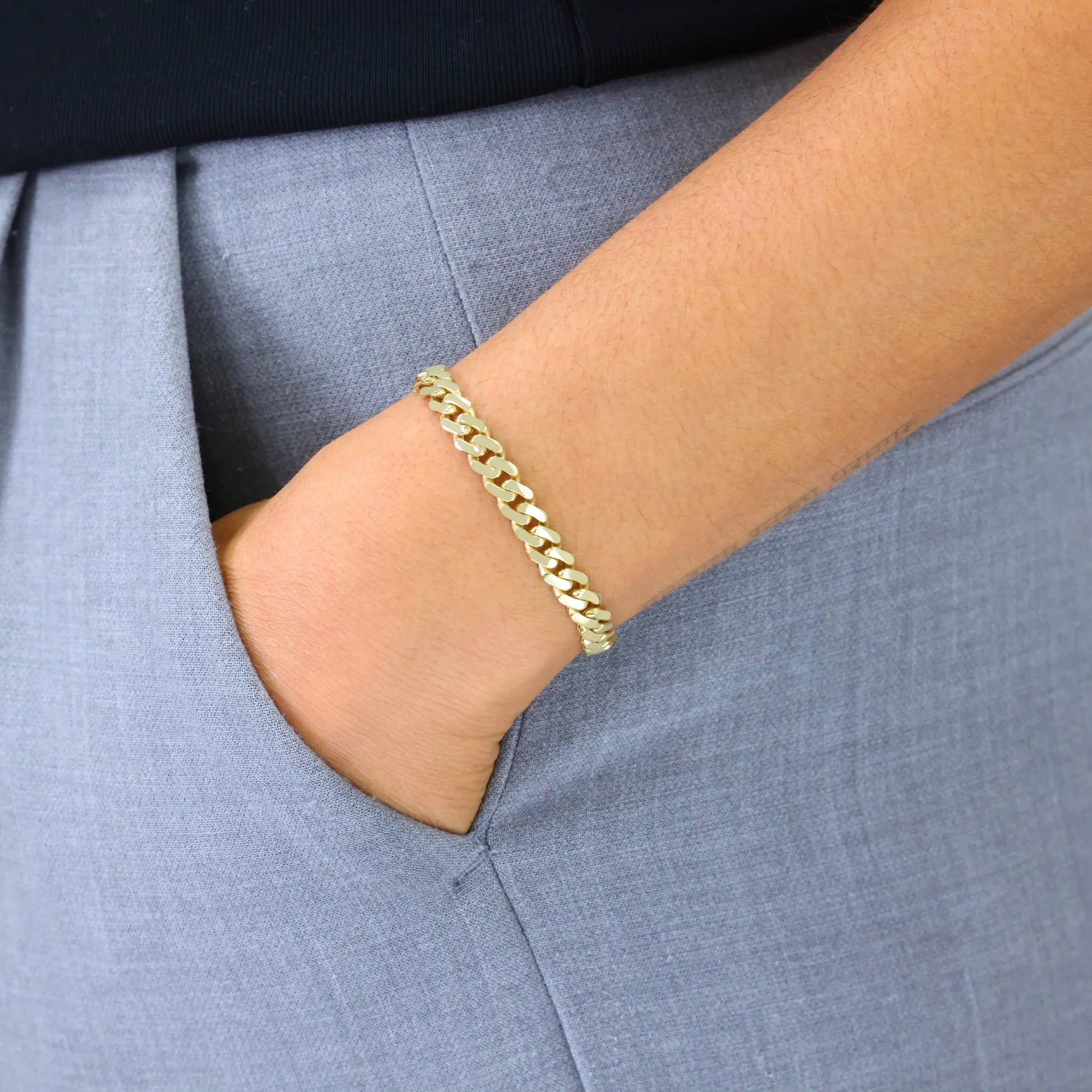 Exquisite 14K Yellow Gold Royal Monaco 6Mm Miami Cuban Link Bracelet - Timeless Italian Jewelry for Men & Women (7"-9")