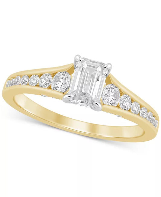Diamond Emerald-Cut Engagement Ring (1 Ct. T.W.) in 14K Gold