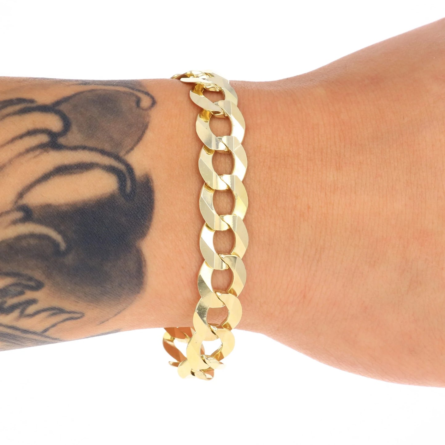Exquisite 14K Solid Yellow Gold Cuban Curb Link Bracelet for Men - 11.5mm Width, 7.5"-9" Length, Italian Craftsmanship