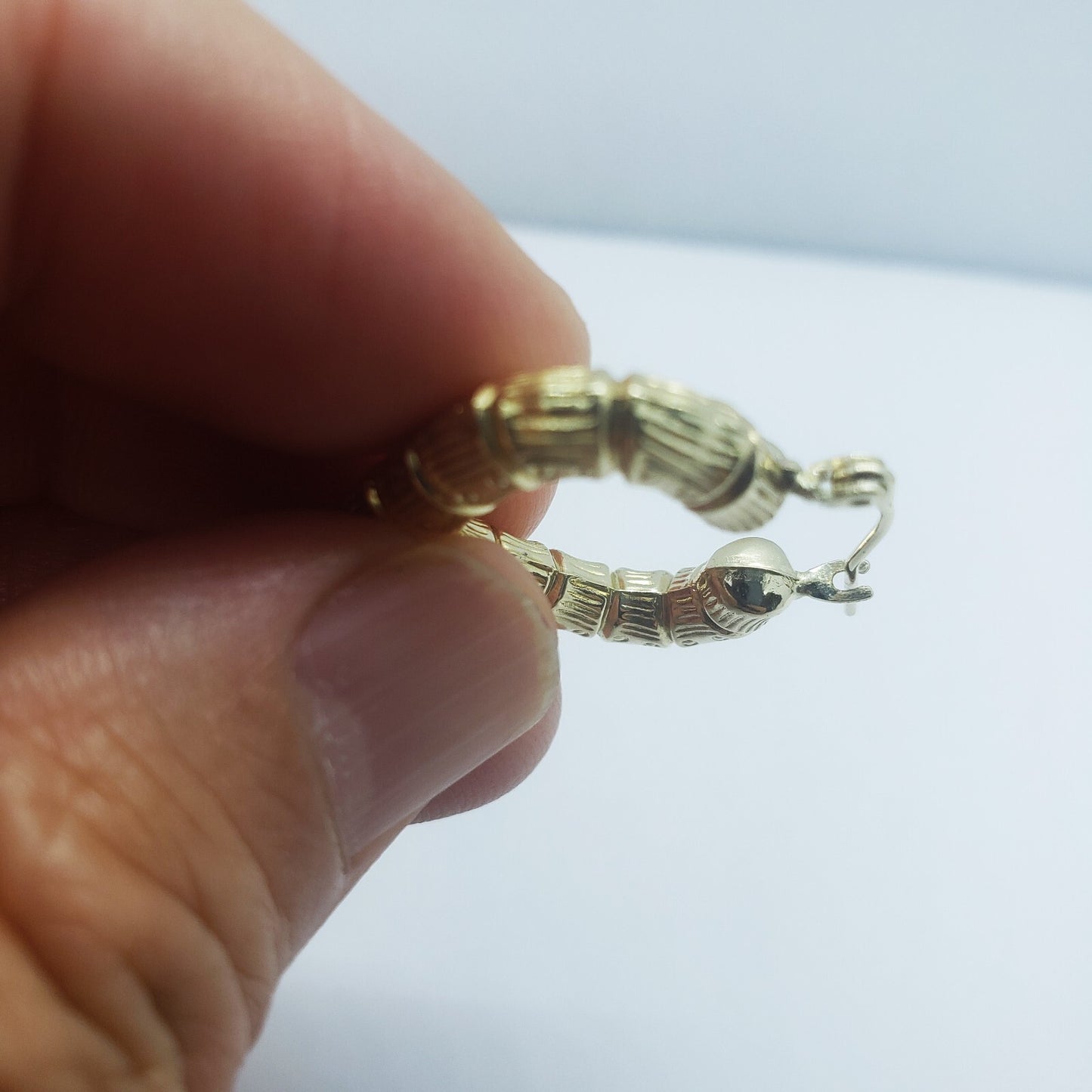 Stunning 10K Yellow Gold Heart Bamboo Hoop Earrings - Available in Two Elegant Sizes