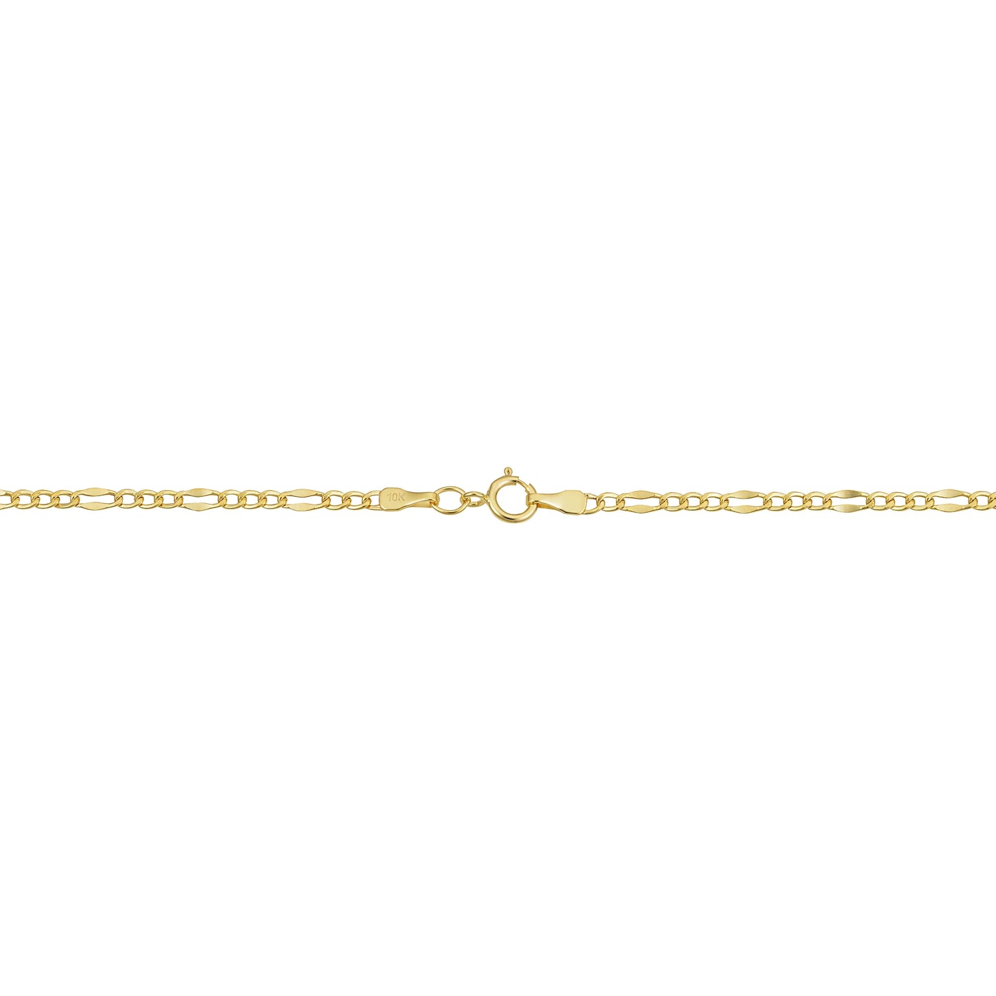 Kooljewelry 10K Solid Yellow Gold Figaro Link Chain Necklace (2.3 Mm, 18 Inch)