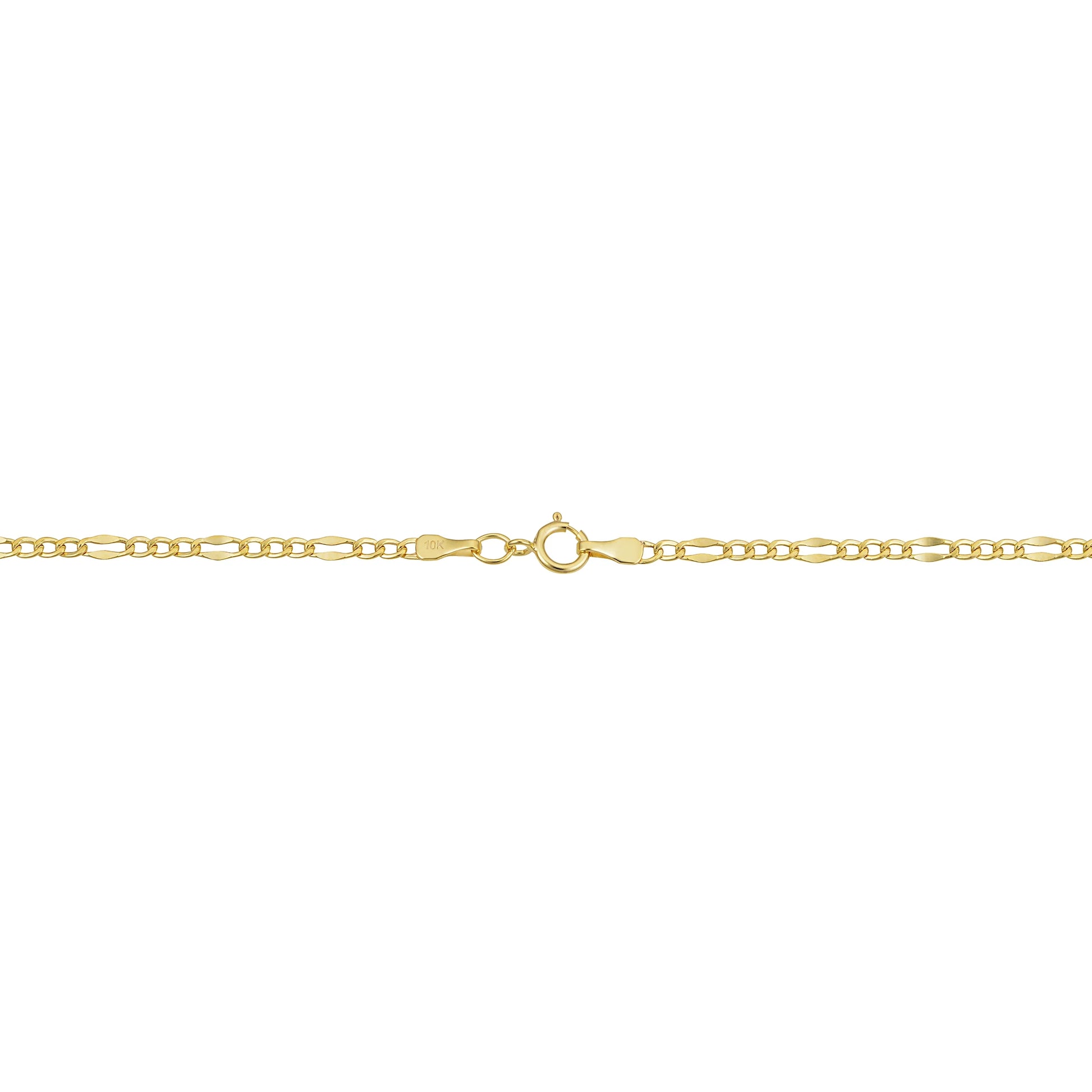 Kooljewelry 10K Solid Yellow Gold Figaro Link Chain Necklace (2.3 Mm, 18 Inch)