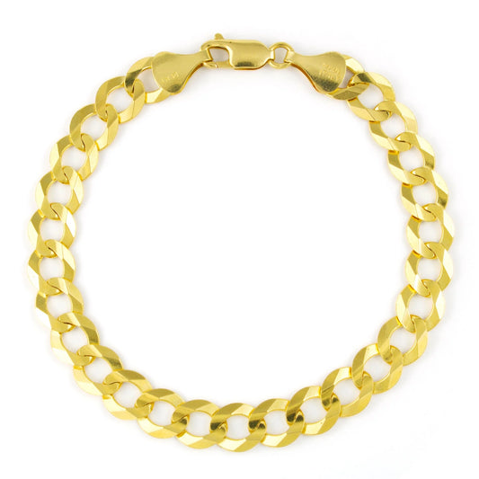 Luxurious 14K Solid Yellow Gold Cuban Curb Link Bracelet for Men - 8mm Width and Adjustable Length from 7" to 9" - Exquisite Italian Craftsmanship