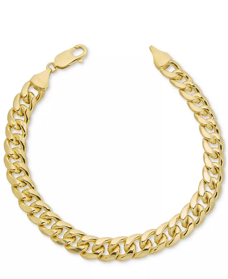 Elevate His Style with a Stunning 14K Gold Lightweight Men's Cuban Chain Link Bracelet (10mm)