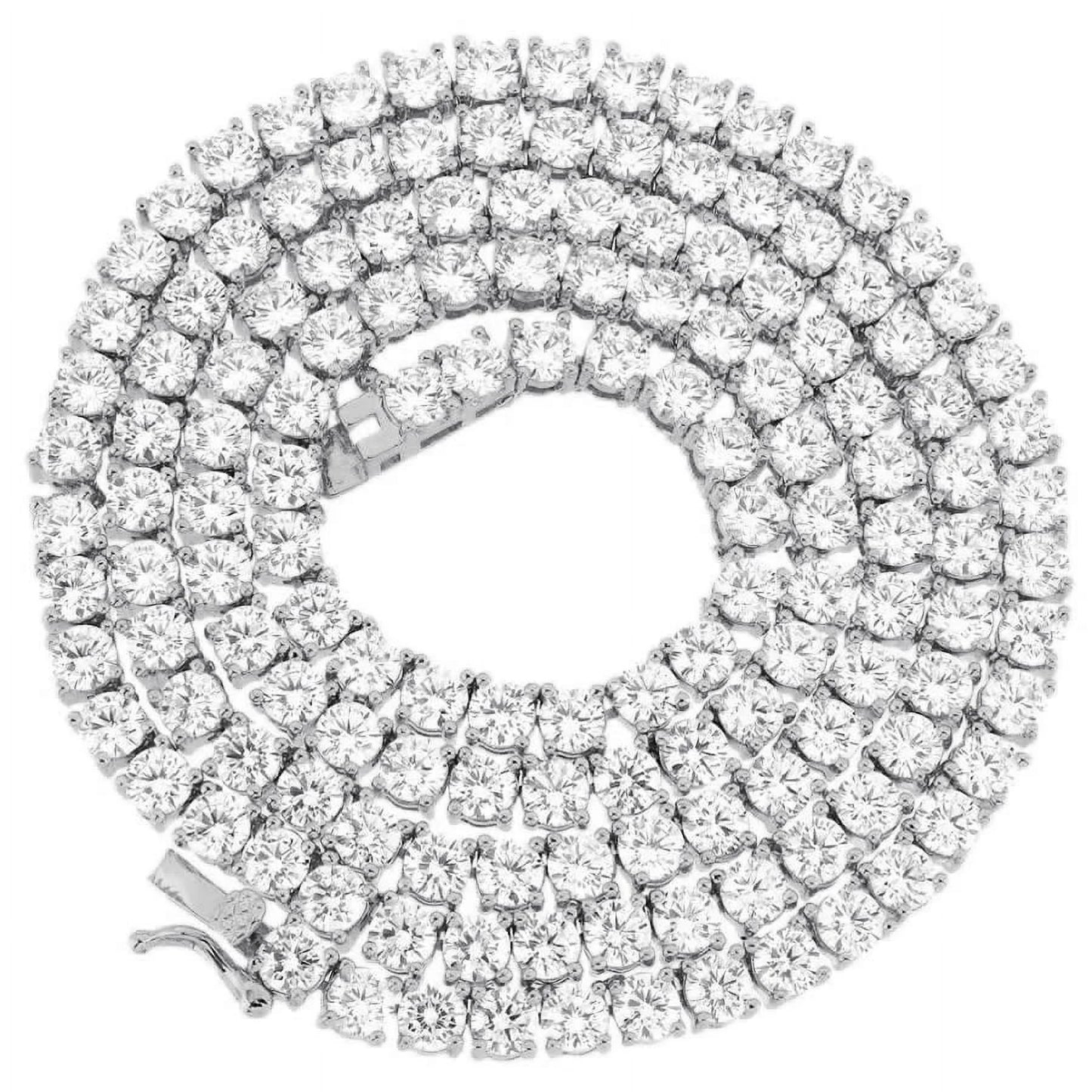 Real Genuine Sterling Silver High Quality AAA+ Grade 12.65 Ct. Lab Simulated Diamond 14K White Gold Finish 4Mm One Row Tennis Chain Necklace 22"