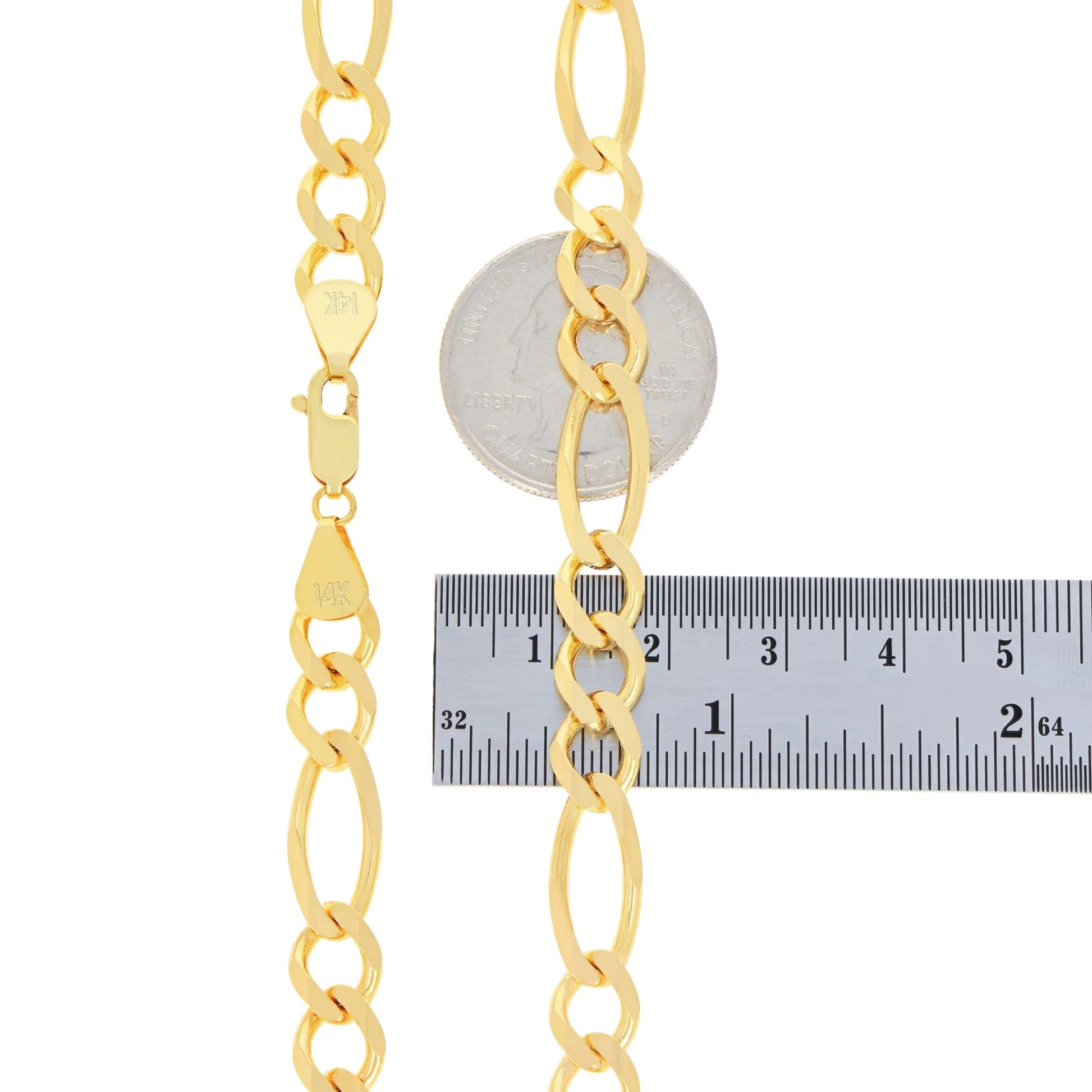 Elevate Your Style with Our 14K Solid Yellow Gold Figaro Link Bracelet for Men - 8mm Thick, Italian Craftsmanship