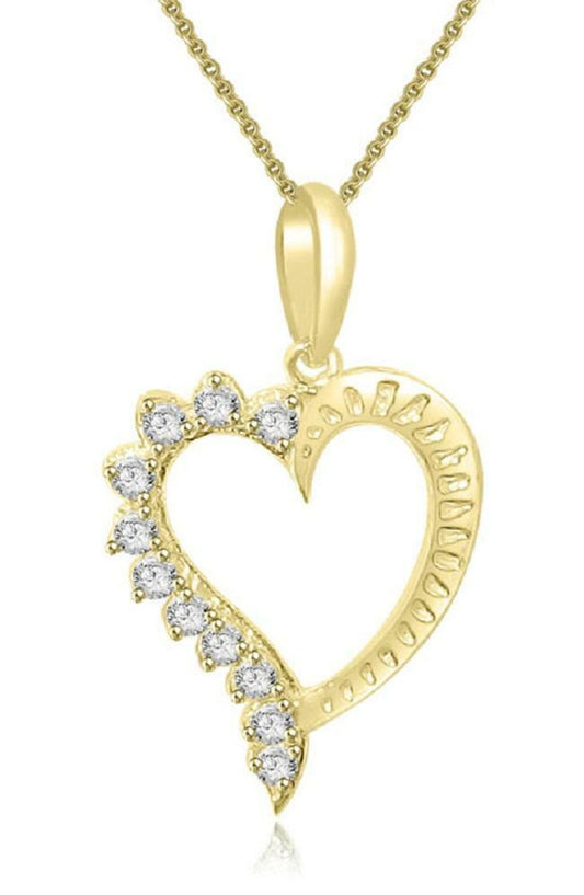 SI1 G 0.30 Ct Genuine Diamond Heart Pendant Necklace 14K Yellow Gold Appraisal