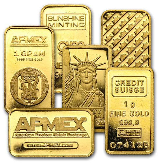 1 Gram Gold Bar - Secondary Market .9999 Fine Gold - Design Varies
