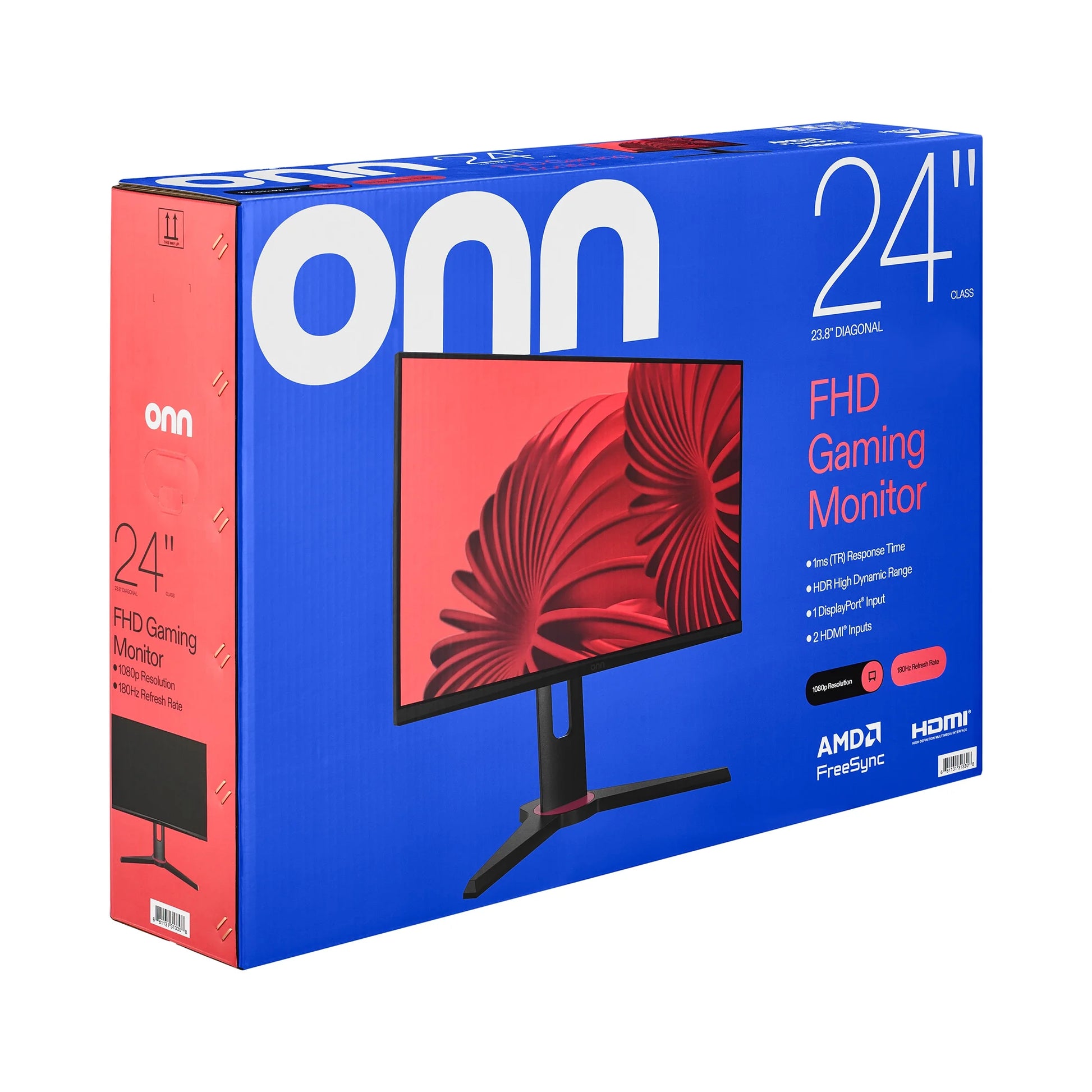 24" FHD (1920 X 1080P) 180Hz 1Ms Freesync Gaming Monitor with HDMI and DP Cables, Black