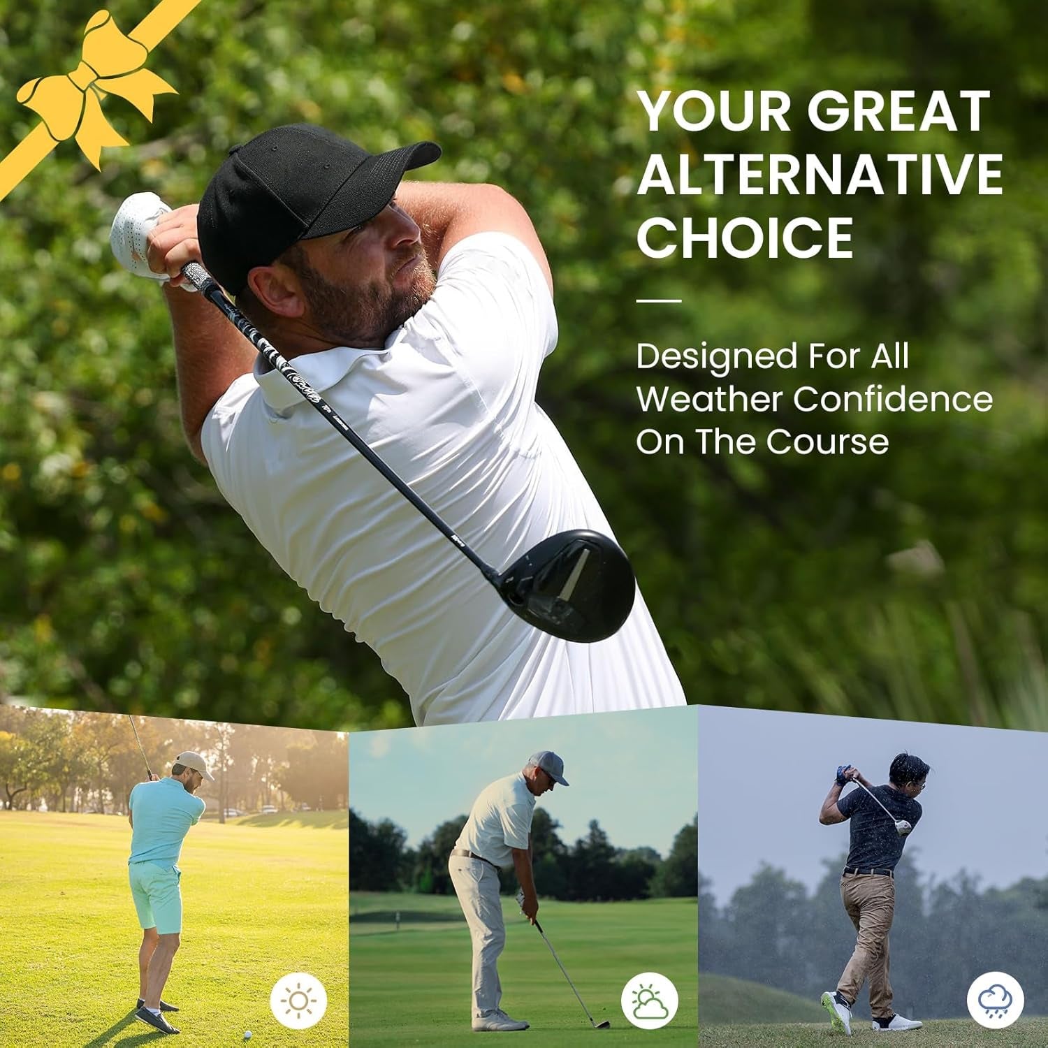 All-Weather Grip Golf Gloves for Men - Value 3-Pack for Right-Handed Golfers, Premium Comfort & Performance in Hot, Wet, or Rainy Conditions - Available in White, Black, Blue, Sizes S, M, L, XL